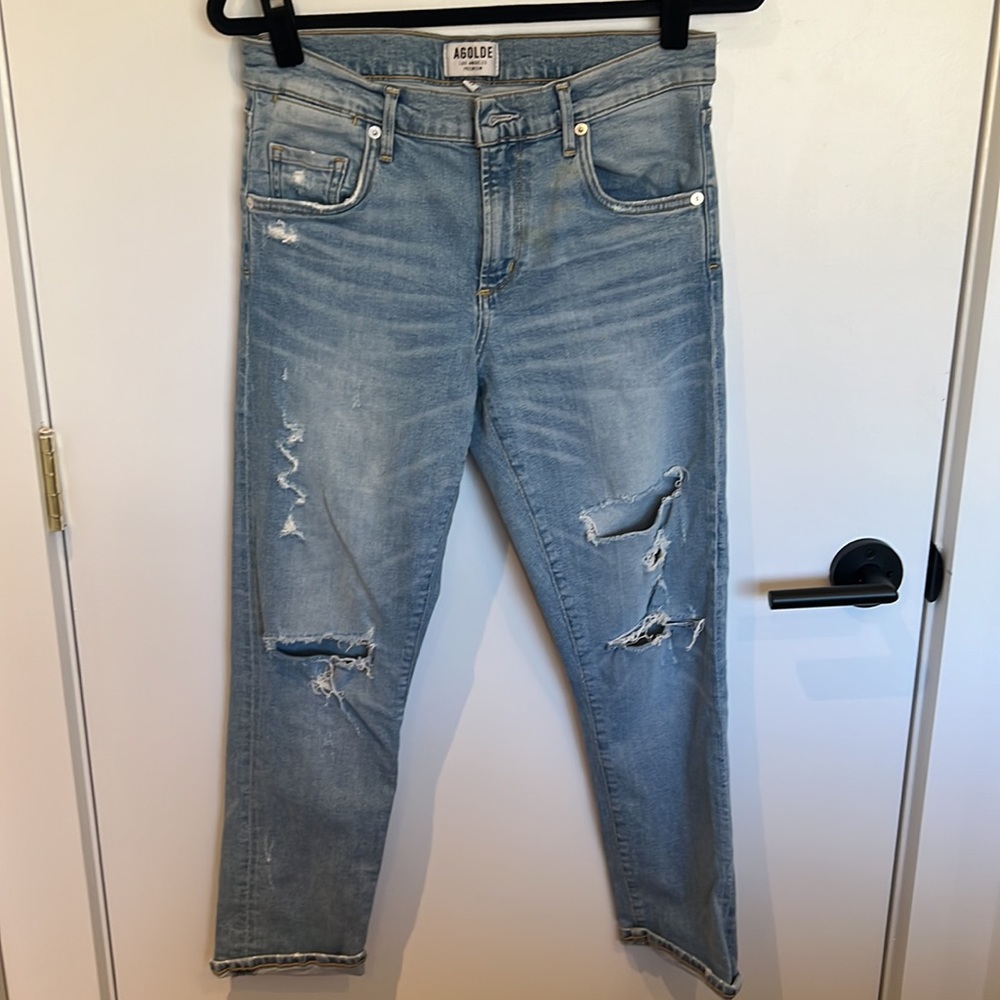 AGolde light wash slim boyfriend jeans size 27